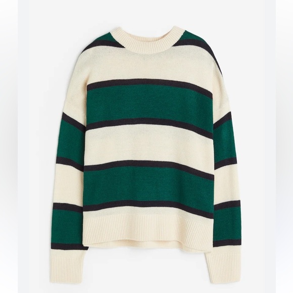 Divided H&M Stripe Sweater Women's 2XS Jacquard Pullover Crew Long Sleeves XXS - Picture 3 of 6